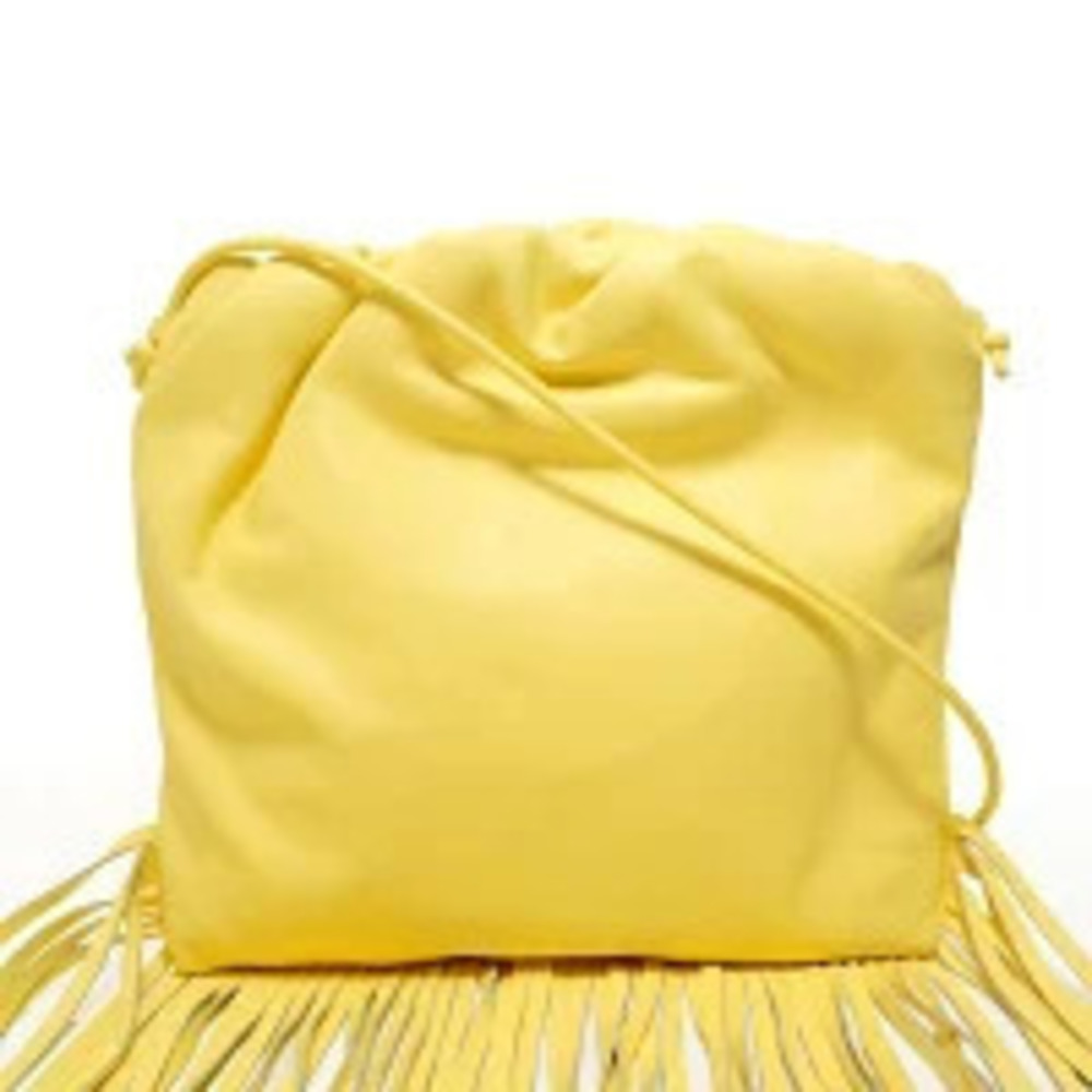 Bottega Veneta The Fringe Pouch Clutch Leather Shoulder Bag Yellow